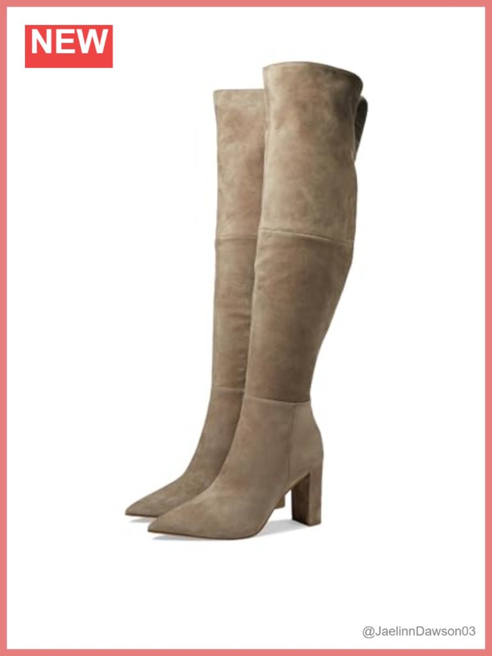 Suede Over-the-Knee Boots Block Heel Pointed Toe Zipper